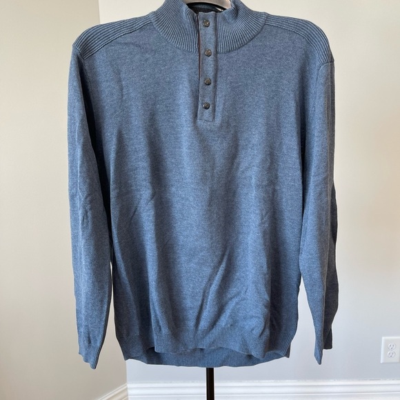 Tasso Elba men's quarter zip and snap long sleeve blue sweater in a size XXL - Picture 12 of 13